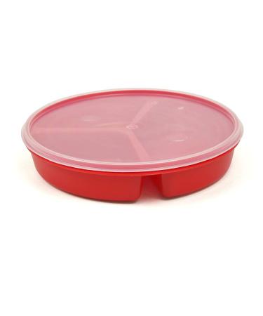 Partitioned Scoop Dish with Lid - Red: Convenient Meal Prep Solution - Buy Online on GoSupps.com