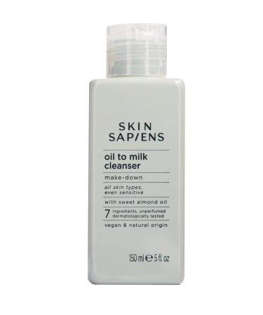 SKIN SAPIENS Make Down Oil To Milk Facial Cleanser with Sweet Almond Oil Gently Removes Eye & Face Makeup Natural Vegan and Cruelty Free Face Care For all Skin Types 150 ml.