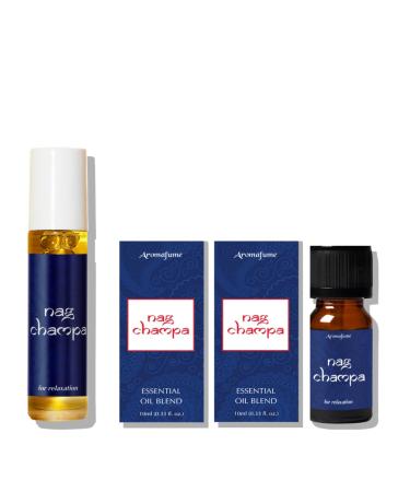 Nag Champa Essential Oil Roll-On Blend | 3 x 6ml / 3 x 0.2 Fl Oz | Nag Champa Essential Oil Blend | 3 x 10 ml / 3 x 0.33 Fl Oz | Made with Sandalwood, Jasmine, Ylang Ylang & Champa flower extracts |