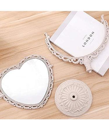 D&X 7-Inch Lovely Heart Mirror | 360 Rotation Double Sided Magnifying Makeup Mirror | Bathroom Bedroom Vanity | Cute Vintage Design (Beige Heart-Shaped) - Buy Online on GoSupps.com