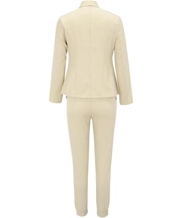Women 2 Piece Casual Outfit Office Work Clothes Notched Collar Blazer Jacket Pencil Trouser Pants Suit Sets 4432-sasnx-beige-b M - Buy Online on GoSupps.com