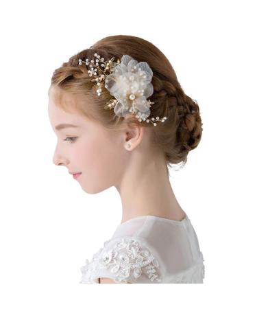 Flower Girl Hair Accessory Pearls White Floral Cute Elegant Hair Pin for Bridesmaid Wedding Dress Shows Children' Day Party C195 - Buy Online on GoSupps.com