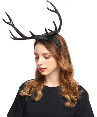 amangul Women Deer Horn Headdress Party s Elk Headband for Halloween Party Christmas for Creative Cosplay Hair Accessories(White) - Buy Online on GoSupps.com