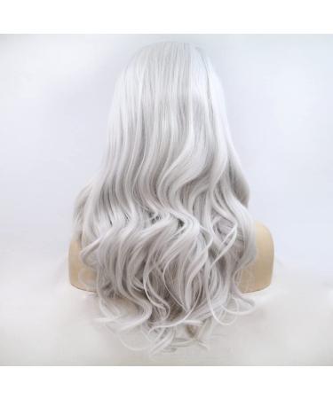 Buy 26 Drag Queen Wigs - Heat Resistant Lace Front Synthetic Wigs with Natural Hairline in Cool Silver Gray for Cosplay - Buy Online on GoSupps.com