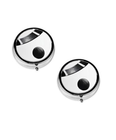 Ice Hockey Art Printed Mini Round Pill Box Pill Box 3 Compartment Medicine Pill Case Pill Organizer Travel Pillbox Portable Pill Box for Pocket Home Office Use