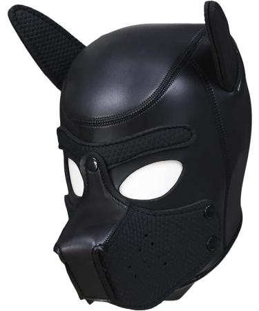Adults Puppy Hood Mask Removable Cosplay Dog Full Face Pup Hood Mask for Halloween Cosplay Novelty Costume Performance Props Gifts (Black) - Buy Online on GoSupps.com
