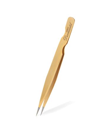Professional eyelash extension tweezers handmade gold silver eyelash tweezers straight curved or Russian volume GS Series for artificial eyelash extensions (GS01)