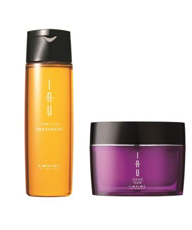 Lebel IAU Cleansing Freshment Hair Shampoo 200ml & Lebel IAU Deep Hair Mask 170g Set (Green Tea Set)
