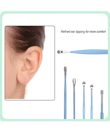 Lmyzcbzl Ear Wax Remover Kit - Stainless Portable Ear Cleaning Set (6 Pcs) - Blue Earwax Cleaner Tool - Buy Online on GoSupps.com