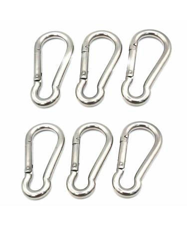 3 Inch Stainless Steel Spring Snap Hook Carabiner 316 Stainless Steel Spring Clips for Keys Swing Set Camping Fishing Hiking Traveling,M8x80mm Spring Snap Hook,6Pcs