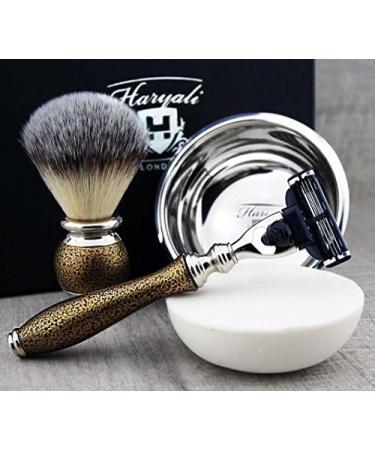 Premium Men's Grooming & Shaving Kit | 3 Edge Razor Badger Hair Brush Soap & Stand - Perfect Gift for Him - Buy Online on GoSupps.com