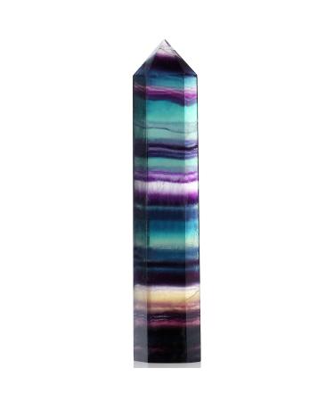 LAIDANLA Fluorite 4" Healing Crystals Wands Polishing Hexagonal Point Obelisk Natural Reiki Gemstones for Meditation Therapy Crystal Grid A-fluorite
