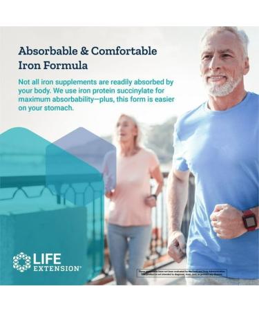 Life Extension Iron Protein Plus 300 mg - Supports Red Blood Cell & Protein Production - 100 Vegetarian Capsules - Buy Online on GoSupps.com