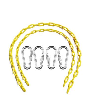Ymeibe Swing Chains (2) Fully Coated for Swing Set with 4 Free Quick Links Anti-Rust Iron Link Chains Playground Kids Tree Swing Seat Accessories and Replacement Support 660 Lb (Yellow)