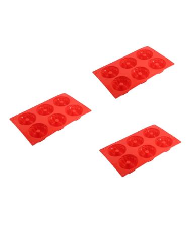 Zerodeko Doughnuts 3pcs 6 Mould for DIY Dessert Cake Mold Cake Baking Mold Cake Making Shape Silicone Bake Baking Mould Small Baking Utensils DIY Cake Mold mediumx3pcs Redx3pcs