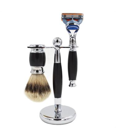 NSNT Exquisit men's rasier brushes fashionable male silver-spitz-dachhaar rasis brush holder safety razor hairdresser set simply 9.5x15cm silver