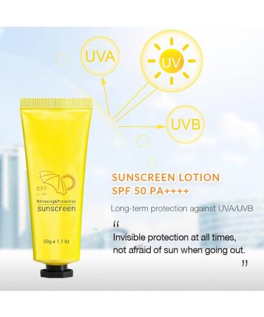Sunscreen SPF 50+ Lightweight Face Sunscreen Lotion SPF 50+ Water Resistant & Non-Greasy Sun Cream Sun Cream For UVA & UVB Protection Sweat Resistant Body Sunscreen 30G - Buy Online on GoSupps.com