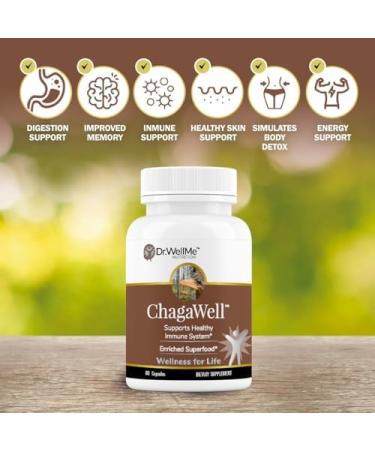 ChagaWell 500mg Chaga Mushroom Capsules - Focus Mental Clarity Immune Booster for Men and Women Non-GMO & Gluten Free Supplement (60 Capsules) 60 Count (Pack of 1) - Buy Online on GoSupps.com