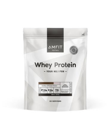 Amazon Brand - Amfit Nutrition Whey Protein Powder Cookies & Cream New Flavour 33 Servings 1 kg (Pack of 1)