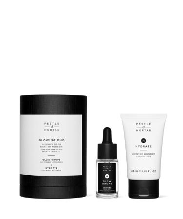 Pestle & Mortar Glowing Duo Sun Skincare Set - Customisable Self-Tanner & Anti-Aging Moisturizer for Men & Women - Travel Size - Buy Online on GoSupps.com