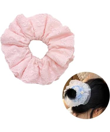 Eye Catching Lace Scrunchies for Women Large Elastic Hair Scrunchy Ponytail Holder Perfect for Everyday Use Pink - Buy Online on GoSupps.com