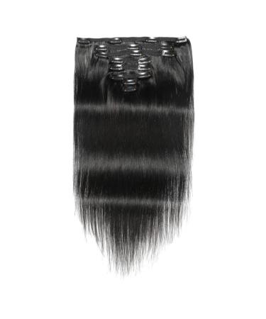 Louttary 20Inch Clip in Extensions Human-Hair Clip Straight Hair Extensions Seamless Skin Weft Clip-on Hair Pieces Easy Install