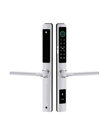 APP Waterproof Smart Fingerprint Password Lock Bridge-Cut Aluminum Alloy for Outdoor Push Pull Sliding Frame Glass Door (Color : Silver A 8535) (Silver B 8550)