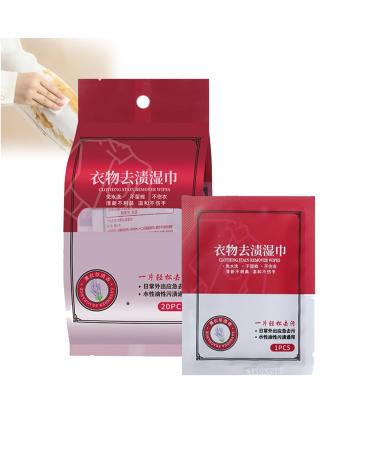 Stain Removal Wet Wipes Clothes Stain Removal Wipes Clothing Stain Removal Wipes 20Pcs/Bag Stain Remover Wipes Clothes Oil Stain Remover for Clothes Fabric Stain Etc (1Bag)