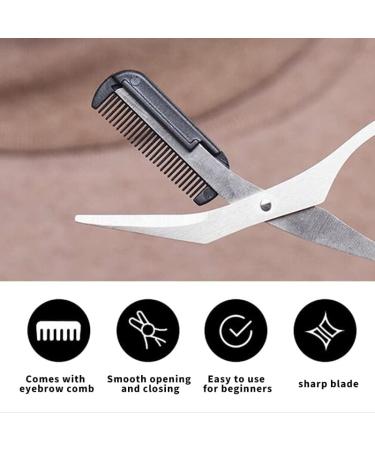 Professional Eyebrow Scissors with Comb - Precision Trimmer for Men and Women - Non-Slip Finger Grips - Hair Removal Beauty Tool (2 Pieces) - Buy Online on GoSupps.com