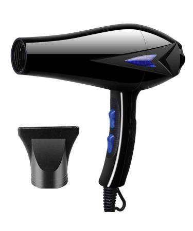 Professional Hair Dryer Lightweight Hairdryer 1200w Salon Blow Dryer with Nozzle Attachment 3 Heat 2 Speed Overheating Protectio Fast Drying Time and Low Noise for Salon and Home Use Black Small