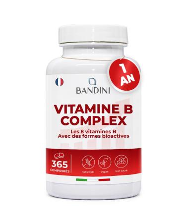 Bandini Vitamine B Complex 365 Comprim s Vegan (1 An) | Vitamines group B dosage lev B1 B2 B3 B5 B6 B8 (Biotine) B9 (Acide Folique) B12 | Multivitamines B-Complex Fatigue & Immunit 365 Unit s (Blanc)