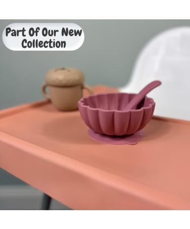 Alimos Silicone Baby Weaning Bowl and Spoon Set - BPA-Free, Scalloped Edge Design, Suction Base - Autumn Blaze Color - Buy Online on GoSupps.com
