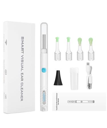 Ear Wax Removal Kit Ear Cleaner with Camera 3.5mm Ear Cleaner WiFi Otoscope with App Control 6 Visible LEDs IP67 Waterproof Suitable for iOS Android Adults Kids Pets(White)
