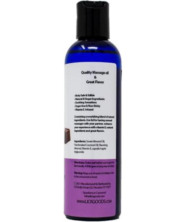 Lick Chocolate Flavored Massage Oil with Vitamin E - Aromatherapy & Moisturizing Skin Therapy for Men & Women - 4 oz - Buy Online on GoSupps.com