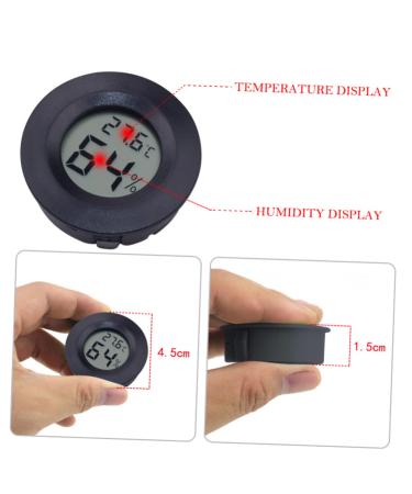 POPETPOP 5pc Mini Digital Reptichip Celsius Meter Round Humidity Temperature Gauge Hygrometer Indoor Humidity Reptile Pet Temperature Meter Celsuis Glass Moisturizer Electronic Black 4.5X1.5CM - Buy Online on GoSupps.com