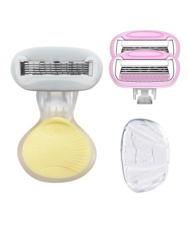 Mini-hair removal shaving blade set for women 5-layer razor with lubricating strips portable case 4-layer replacement blades (color: f)