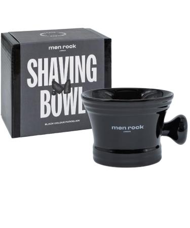 Men Rock Shaving Bowl with A Handle Porcelain Mug for Shave Cream Lathering Black Colour Bowl in a Gift Box for Complete Wet Shaving Experience