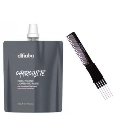 edgy DIFIABA Charcolite Cool Toning Lightening Paste w/ Activated Charcoal & Restorative BondPlex Hair Bleach Lightener (w/ Sleekshop Teasing Comb) Bond Plex (8.8 oz (PACK OF 1)) 8.8 Ounce 1) 8.8 Ounce (PACK OF 1)