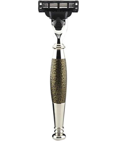 Haryali London Safety Razor - 3 Edges Golden Antique Handle for Men | Premium Beard & Mustache Grooming - Buy Online on GoSupps.com