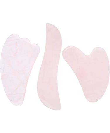 3PC Rose Quartz Scraping Plate Set - Body & Face Massage Tools for Lifting Anti-Folds & Relaxation - Buy Online on GoSupps.com