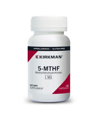 Kirkman 5-MTHF ( 6S -5-Methyltetrahydrofolate) 1 mg - Hypoallergenic || 120 Vegetarian Capsules || folic Acid Essential for Good Health Especially in Pregnant and Nursing Women