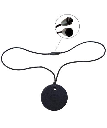 Silicone Chew Necklace for Boys and Girls - Chewable Pendant for Autism, ADHD, SPD - Sensory Oral Motor Aid for Kids & Adults - Black - Buy Online on GoSupps.com