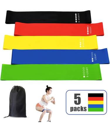 5 Piece Sports Belt Set for Home Fitness Workouts Strength Training Gym Natural Latex Fitness Workout Bands with 5 Resistance Levels for Yoga Stretching Pilates - Buy Online on GoSupps.com