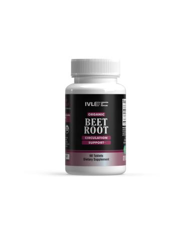 IVL Organic Beet Root Circulation Support Supplement 60 Tablets 1350mg with Black Pepper USDA Certified