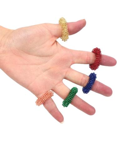 Miokycl 6Pcs Spiky Sensoric Finger Massage Rings - Stress Relief Acupressure Toys in Gold Silver Black Red Blue Green | International Shipping - Buy Online on GoSupps.com