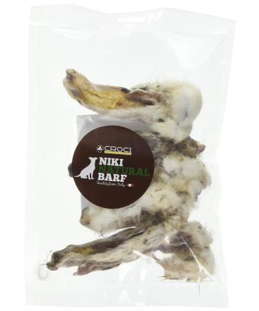Croci Niki Natural Barf - Rabbit Ears with Fur, Natural Snack for Dogs, Ideal for Barf Diet, 5 Pc