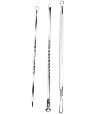 3Pcs Stainless Steel Blackhead Extractor Kit Acne and Pimple Removal Tools Set for Whitehead Blackhead Blemish and More - Professional and Personal Use (Silver) - Buy Online on GoSupps.com