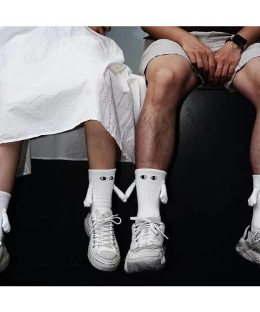 PeaboO Magnetic Couple Holding Hands Socks - 2 Pairs | Mid-Tube Funny Big Eye Socks for Men and Women | Cute and Unique Gift Idea - Buy Online on GoSupps.com