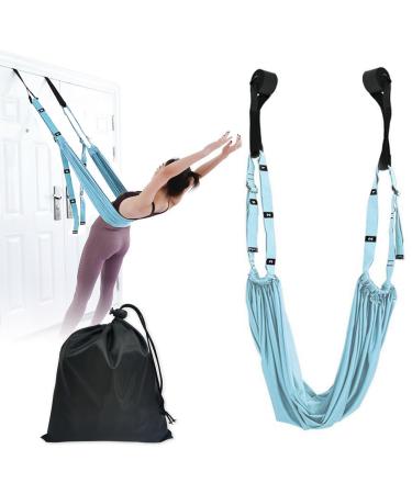 Yoga fitness stretching band yoga elastic strength training gymnastics band yoga stretch belt for reha pilates ballet cheerleading spagate blue