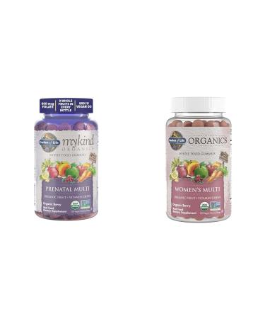 Garden of Life Organic Prenatal & Women's Gummy Vitamins Bundle - Berry Flavor Non-GMO Gluten Free Vegan - 30 & 120 Count